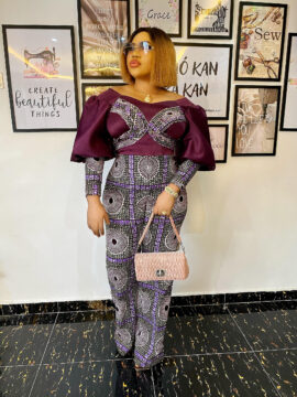 Ankara jumpsuit Majenta/purple print